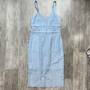 Express Lace Midi Dress in Light Blue